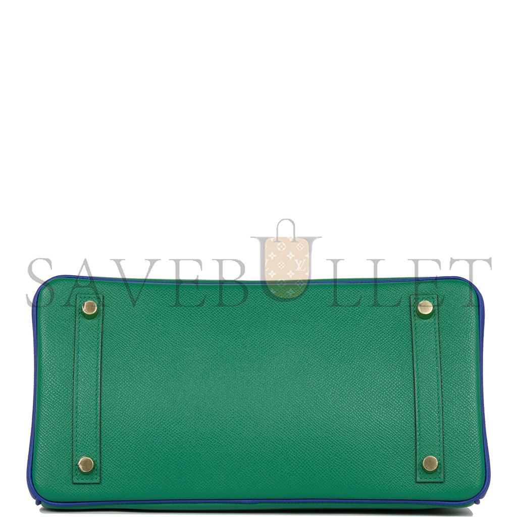 H**mes master birkin 35 epsom malachite green and aqua blue bag h028368ck6z (25*20*13cm)